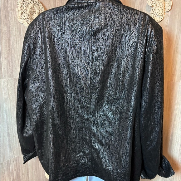 N.K.D. Chic Black Metallic Silver Plus Size Women's Blazer Jacket - Picture 2 of 6